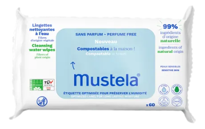 Lingette nettoyante compostable sans parfum   60 lingettes